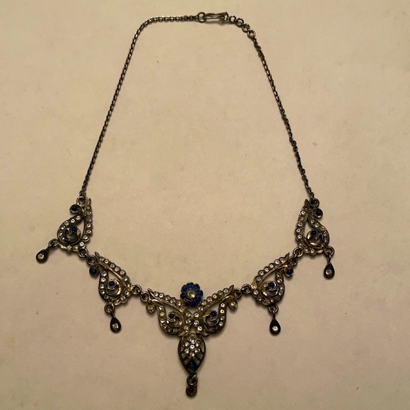 Antique Jewelry - Antique paste crystal stone necklace choker